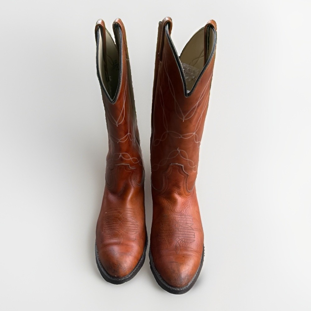 Vintage ACME Cowboy Boots Mens 10D Brown Leather USA Made - Picture 2 of 8